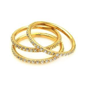Sterling Silver 925 Gold Plated CZ Stackable Ring Set Ring Simulated diamonds